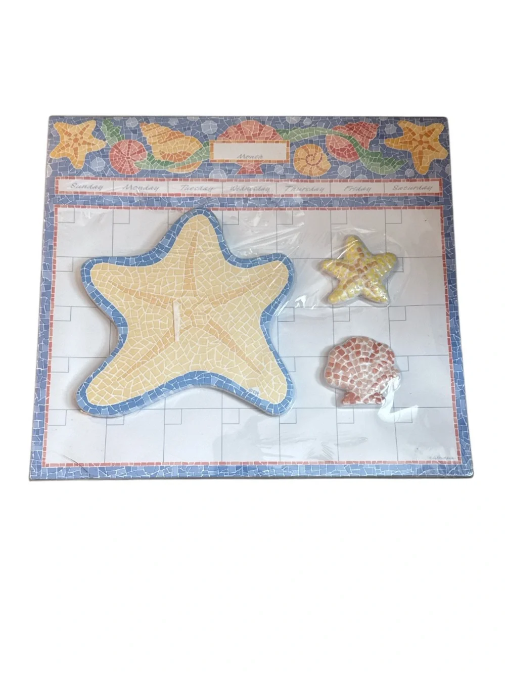 Pretty Paper Decorative Starfish & Seashell Cute Calendar Yellow and Blue Ocean